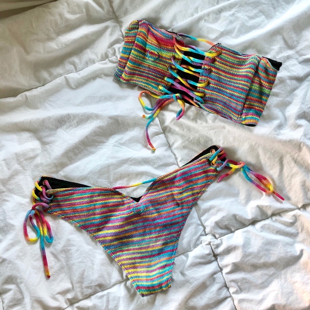 IN YOUR ARMS rainbow crochet suit (sold out) 🍭💘